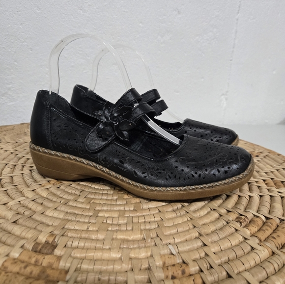 Rieker Black Leather Mary Jane Shoes - Picture 7 of 7